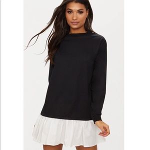 Black Sweater dress with poplin frill